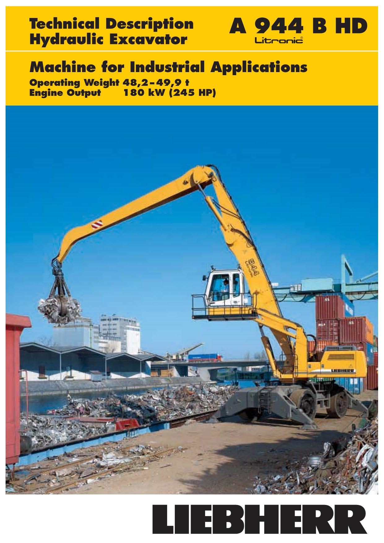 Liebherr A944 B-HD LITRONIC Excavator Operators manual