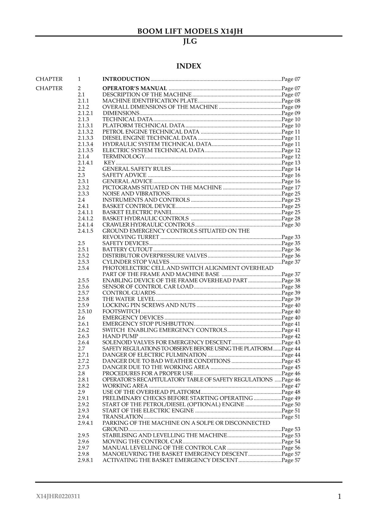 JLG X14JH Compact Crawler Boom Maintenance Operation Operators Manual