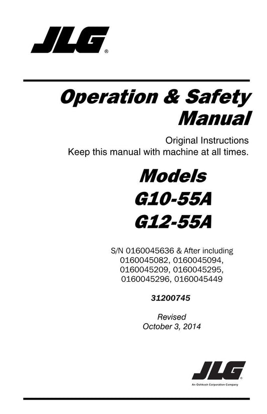 JLG G10-55A G12-55A Telehandler Maintenance Operation Operators Manual 31200745