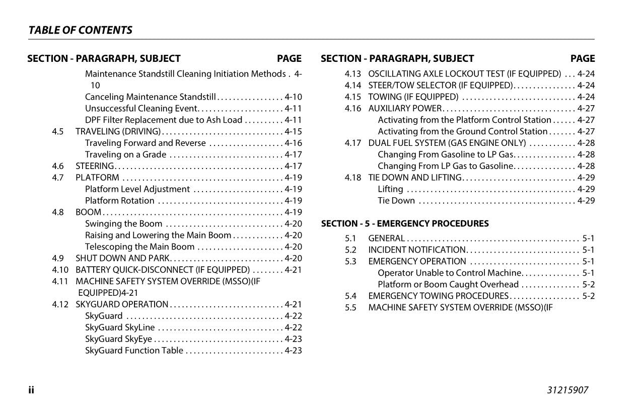 JLG 600S HC3 660SJ HC3 Boom Lift Maintenance Operation Operators Manual 31215907