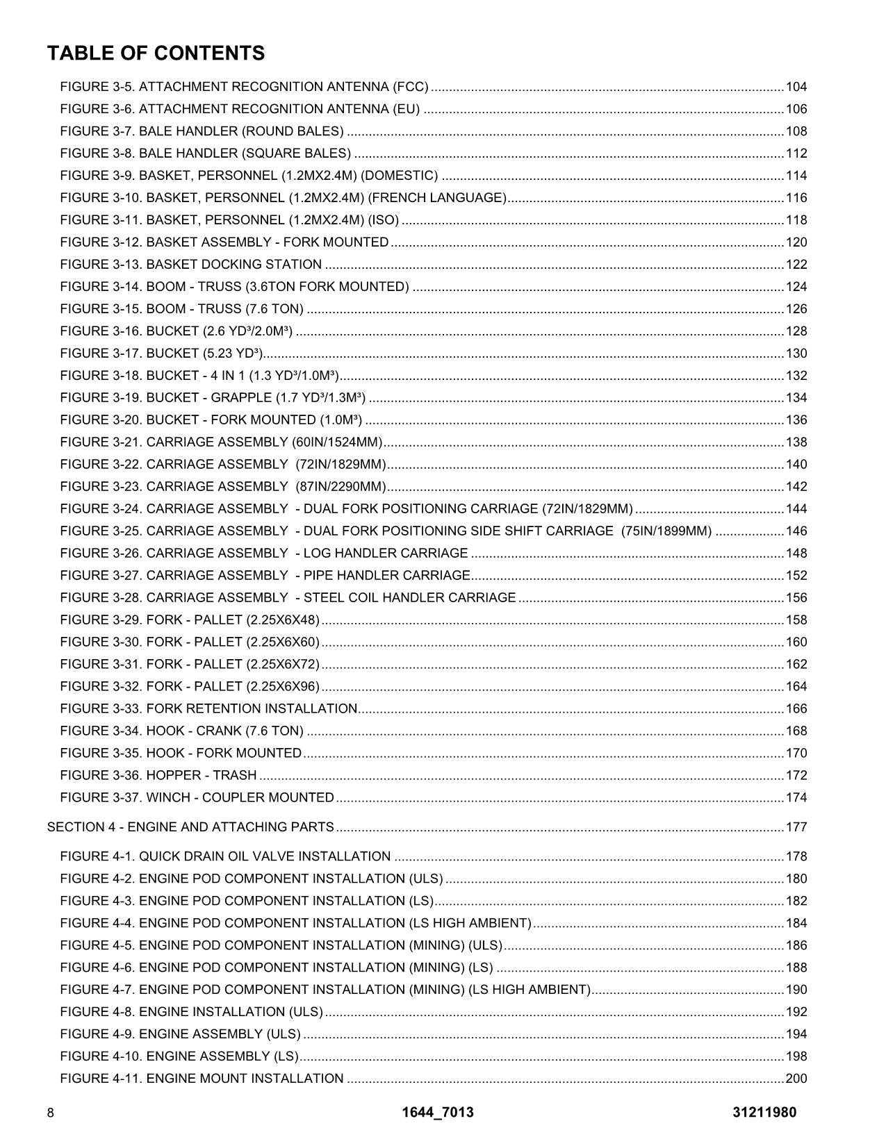 JLG 1644 7013H Telehandler  Parts Catalog Manual