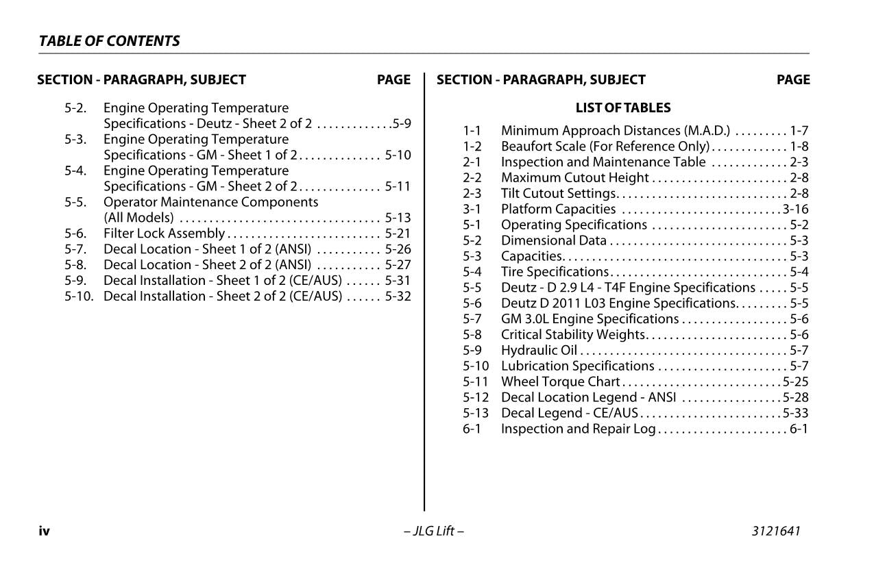 JLG 3394RT 4394RT Scissor Lift Maintenance Operation Operators Manual 3121641