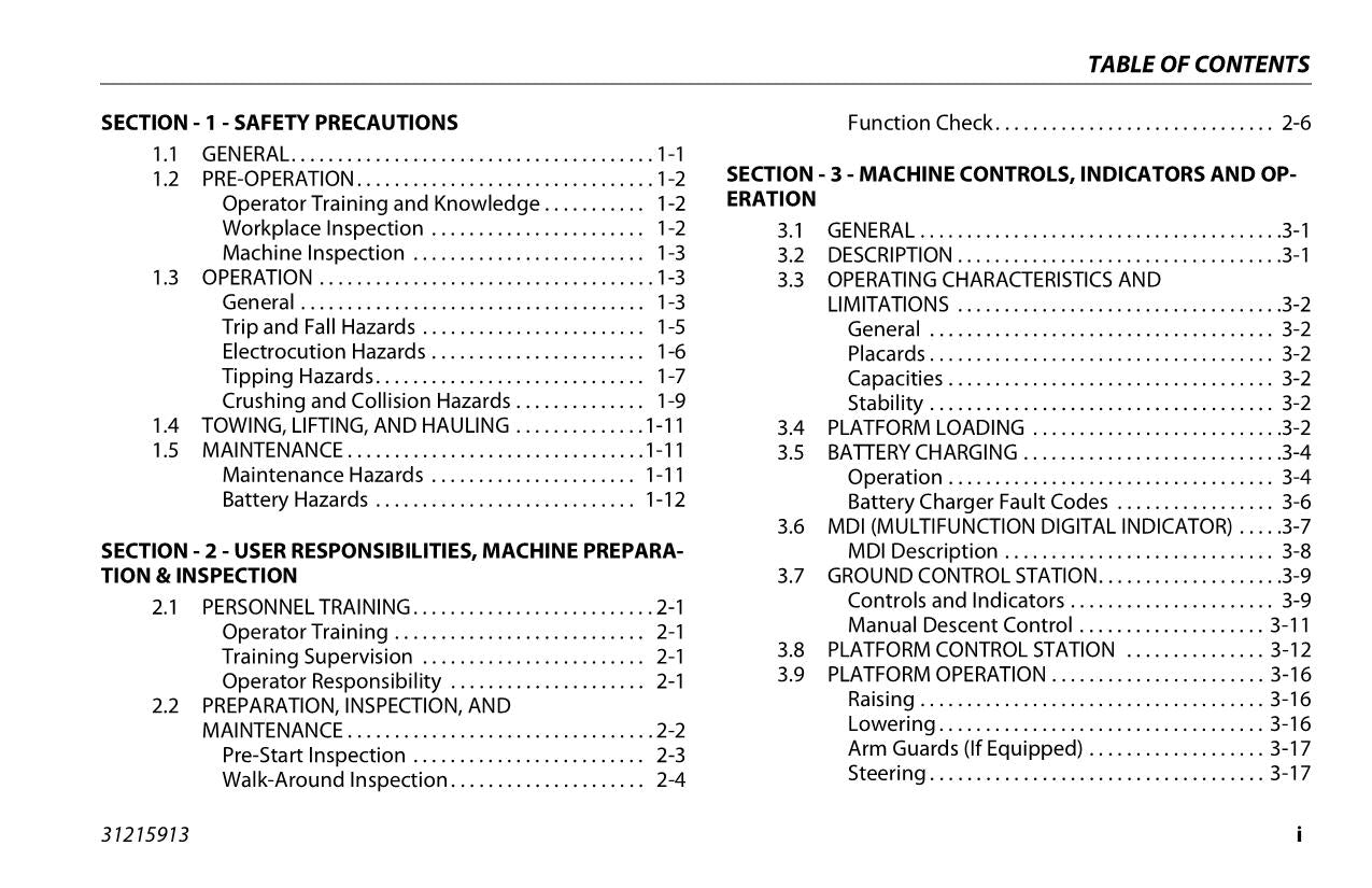 JLG 1930ES 2032ES 2632ES 2646E3 3246ES Scissor Lift Operators Manual