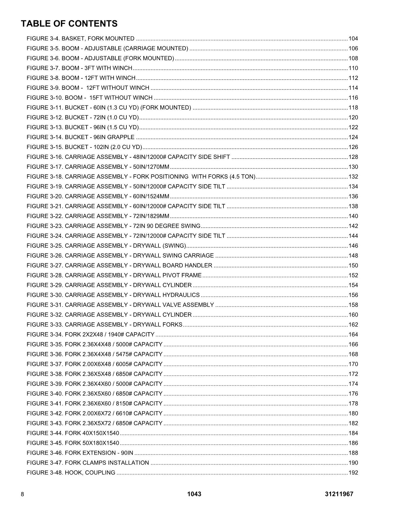 JLG 1043 Telehandler  Parts Catalog Manual