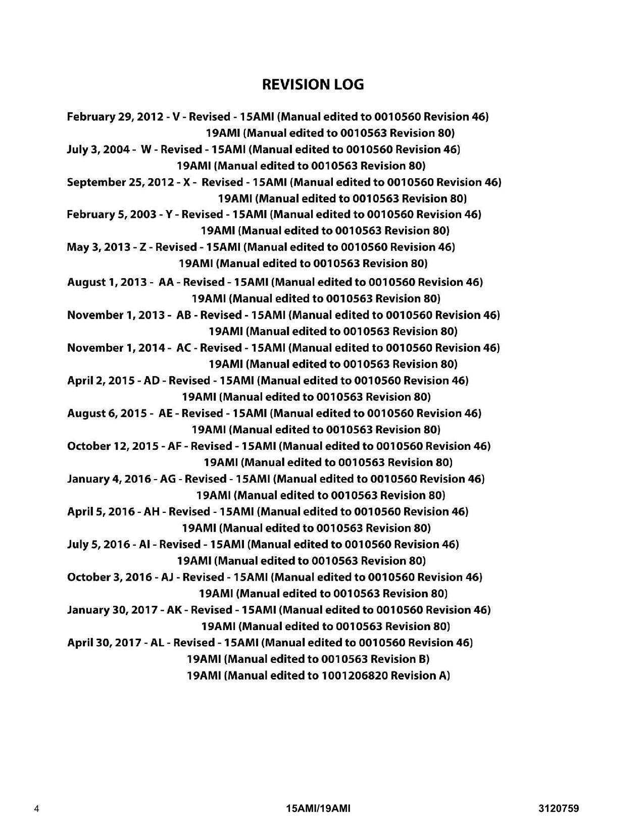 JLG 15AMI 19AMI Vertical Mast Parts Catalog Manual