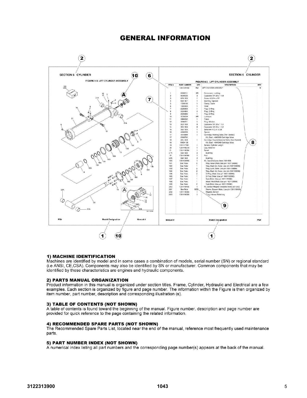 JLG 1043 Telehandler Parts Catalog Manual