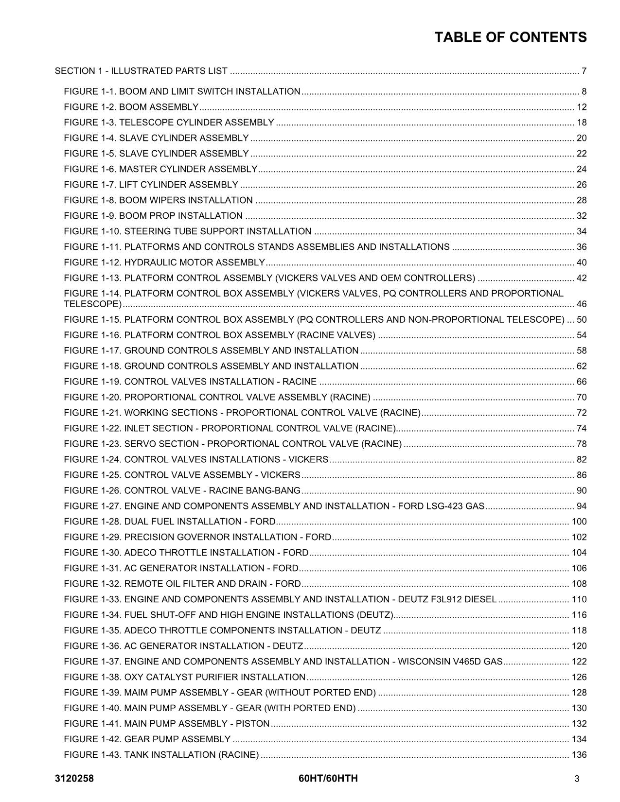 JLG 60HT 60HTH Boom Lift Parts Catalog Manual