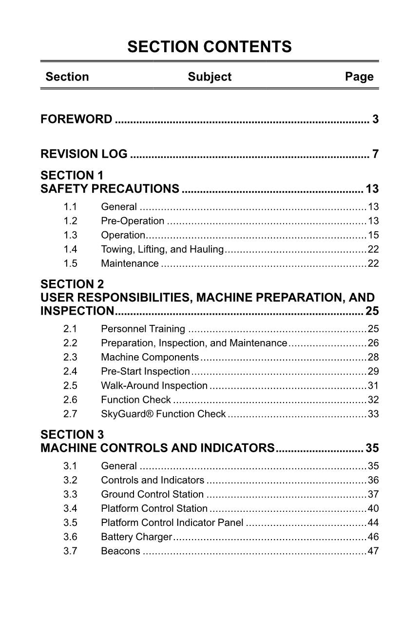 JLG EC600SJ EC600SJP H600SJ H600SJP Boom Lift Operators Manual 31222499