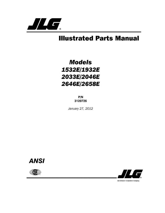 JLG 1532E 1932E 2033E 2046E 2646E 2658E  Scissor Lift Parts Catalog Manual