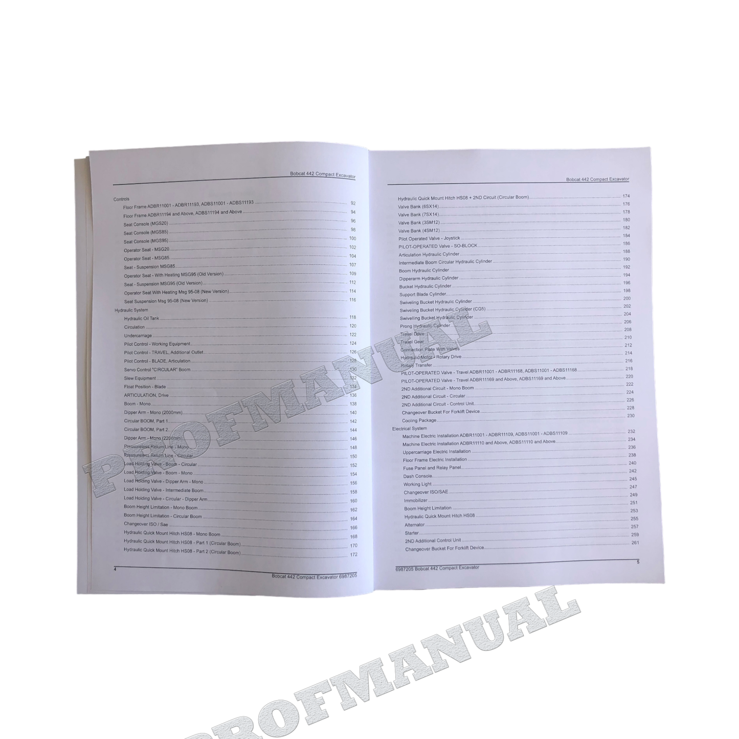 Bobcat 442 Excavator Parts Catalog Manual ADBR11001- ADBS11001-