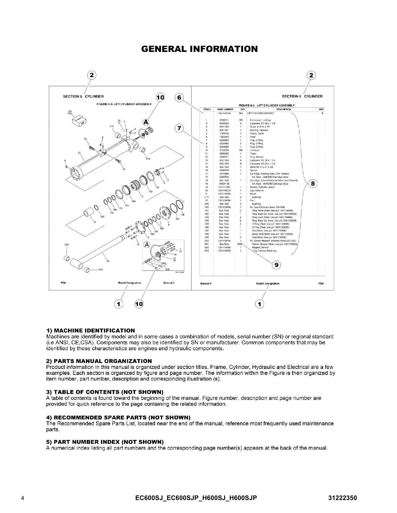 JLG EC600SJ EC600SJP H600SJ H600SJP  Boom Lift  Parts Catalog Manual