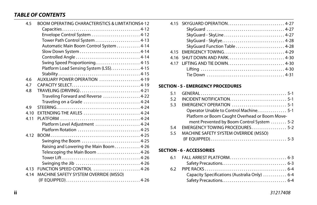 JLG 1250AJP Boom Lift Maintenance Operation Operators Manual 31217408