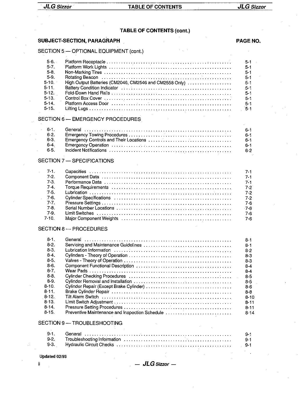 JLG CM1432 CM1432PLUS CM1732 CM2033 CM2046 Lift Operation Parts Service Manual