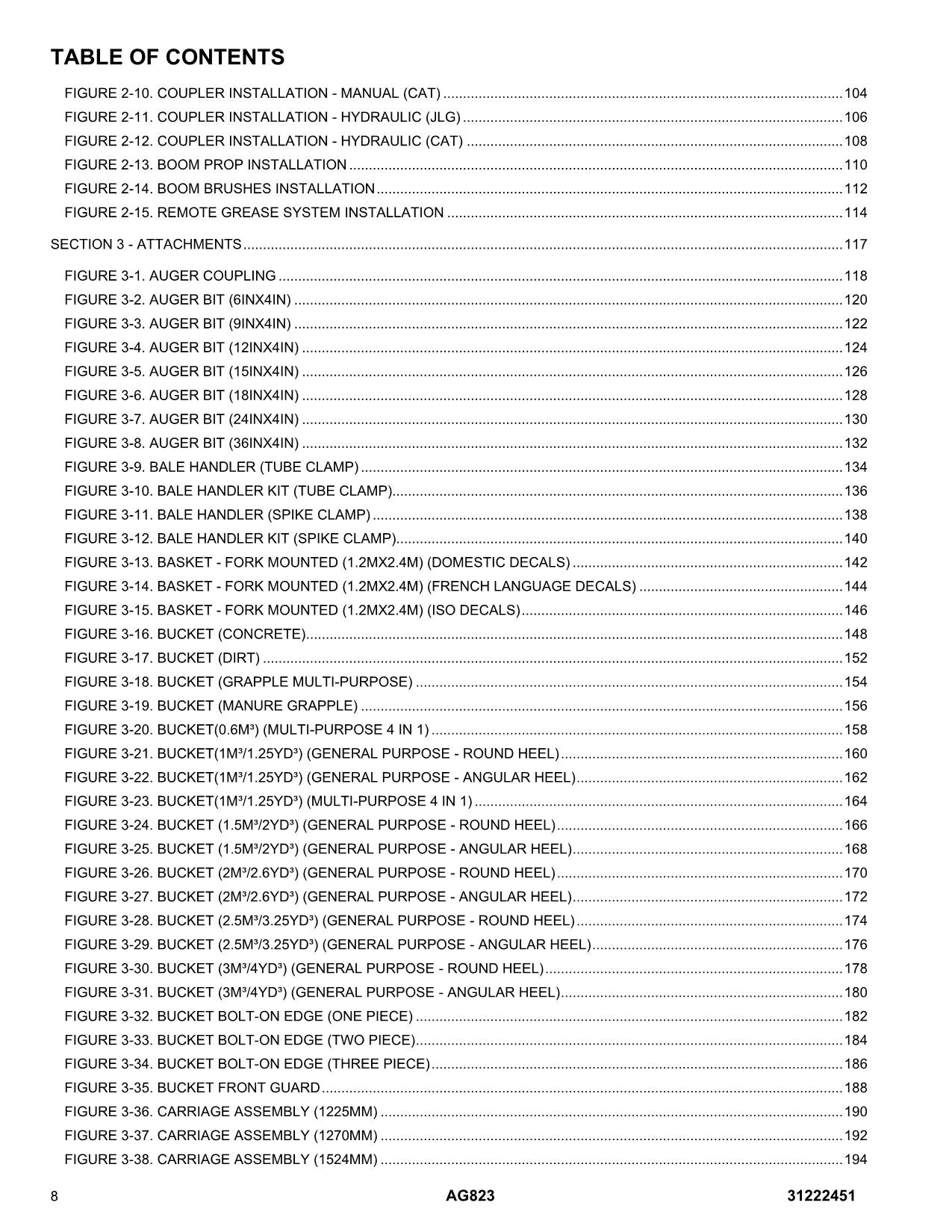 JLG AG823  Telehandler Parts Catalog Manual