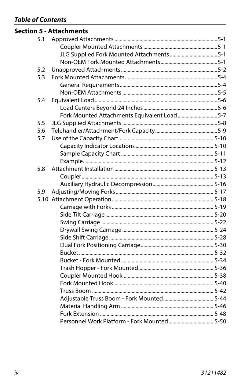 JLG 1075 Telehandler Maintenance Operation Operators Manual 31211482