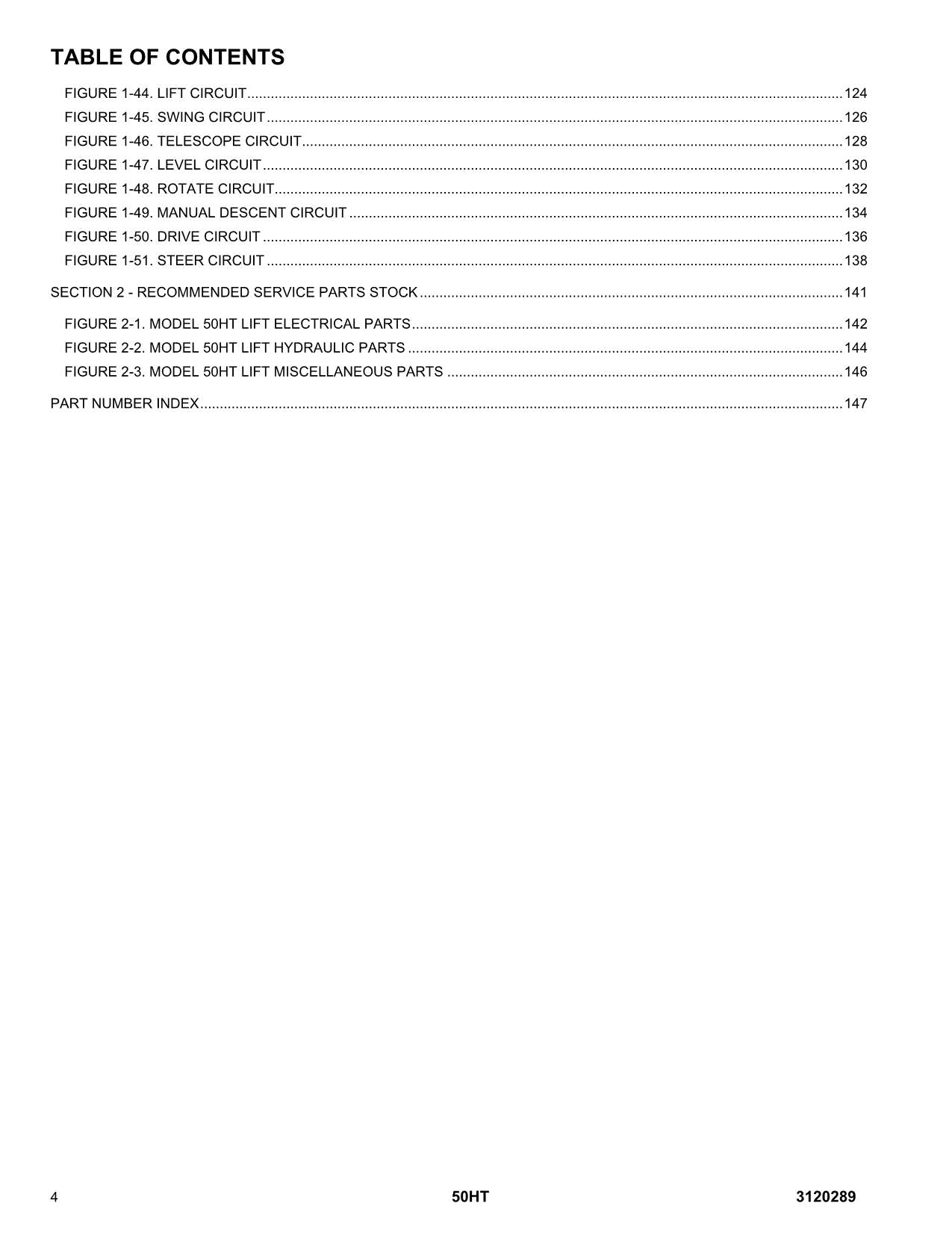 JLG 50HT Boom Lift Parts Catalog Manual