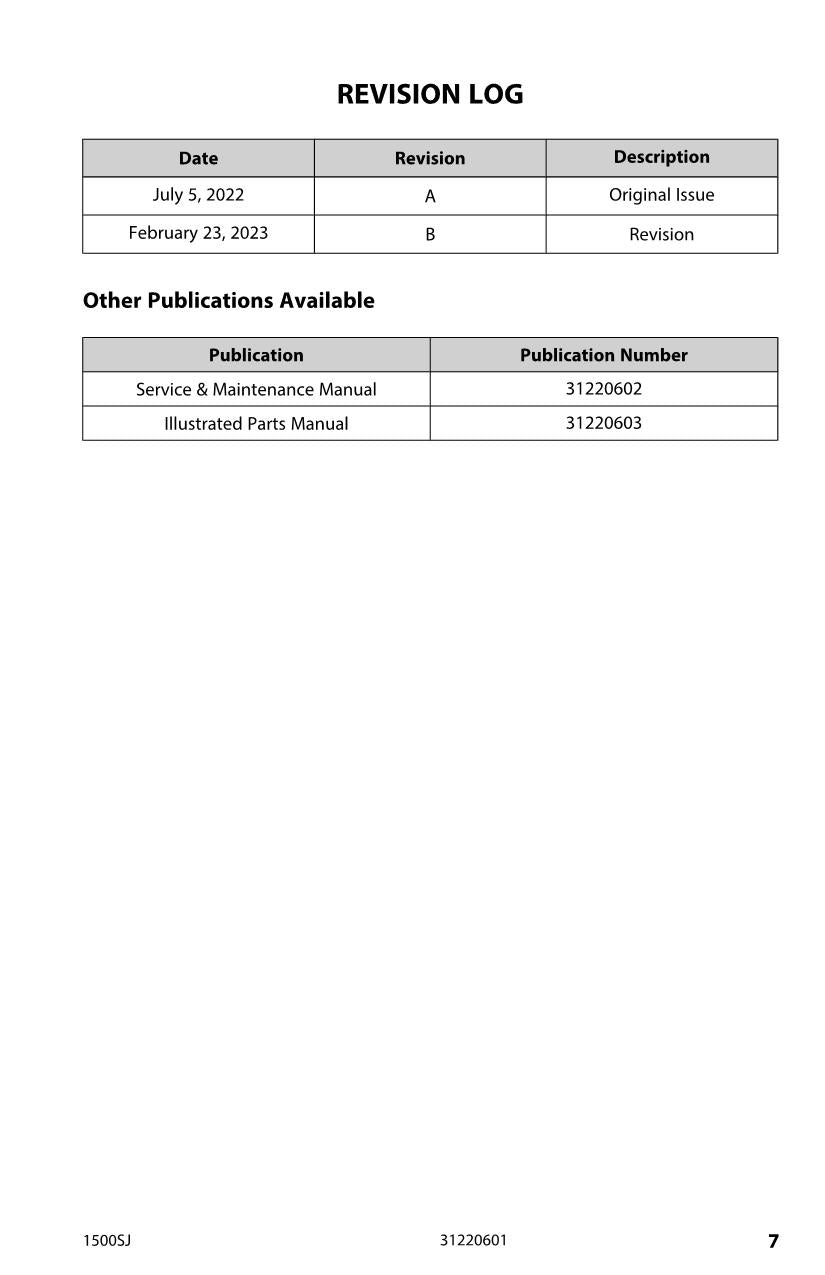 JLG 1500SJ Boom Lift Maintenance Operation Operators Manual 31220601