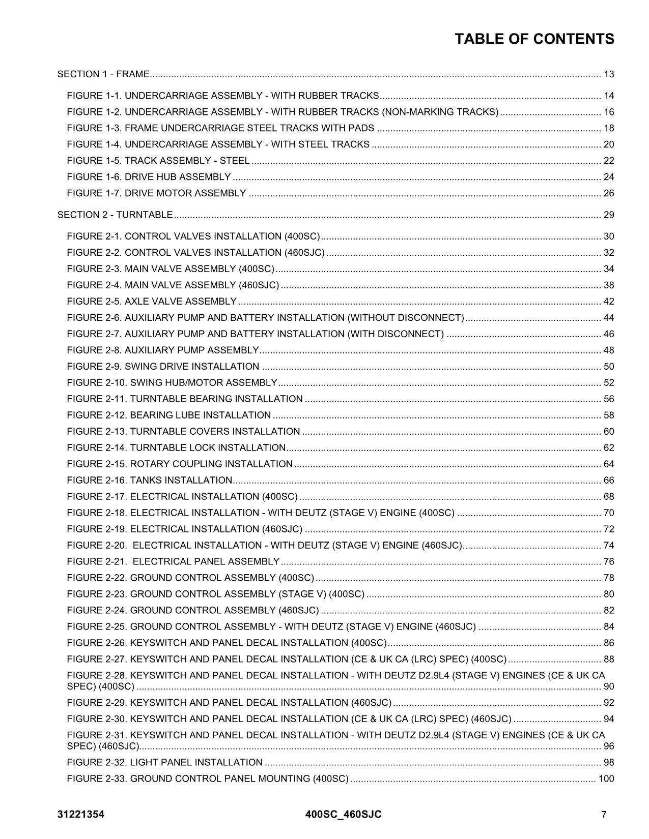 JLG 400SC 460SJC  Boom Lift Parts Catalog Manual