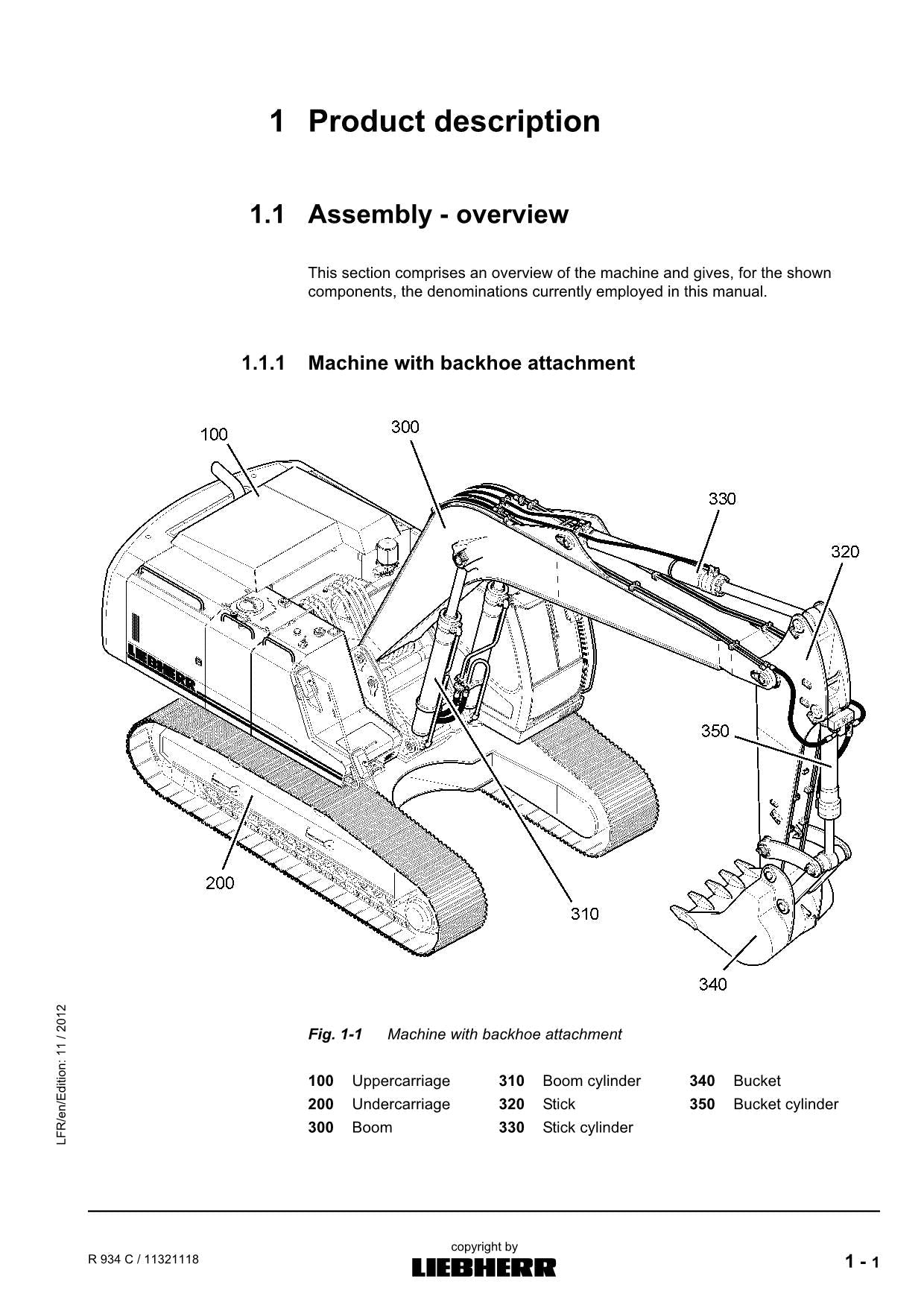 Liebherr R934 C Excavator Operators manual serial 33766