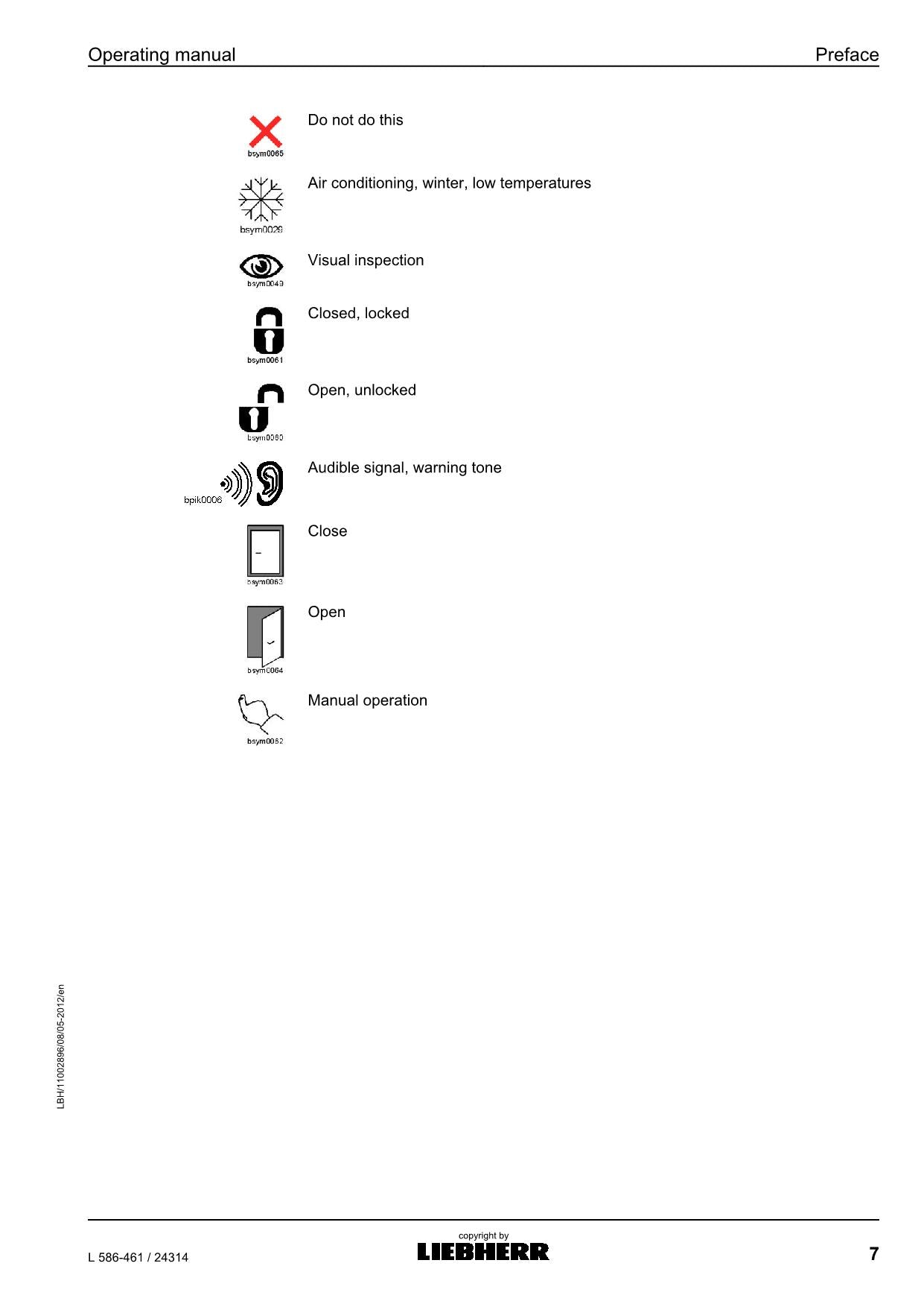 Liebherr L586-461 Wheel Loader Operators manual