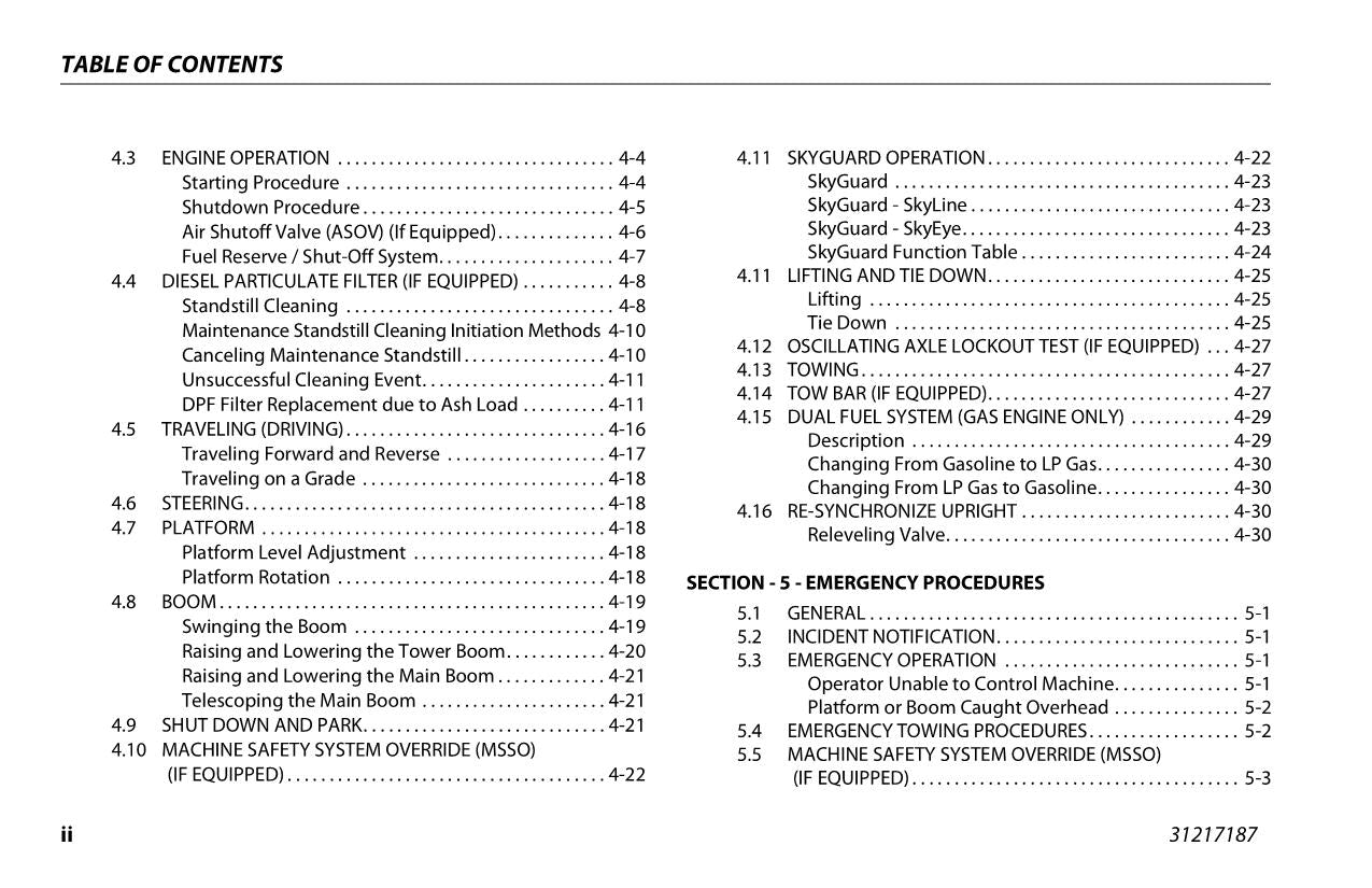 JLG 800AJ Boom Lift Maintenance Operation Operators Manual 31217187