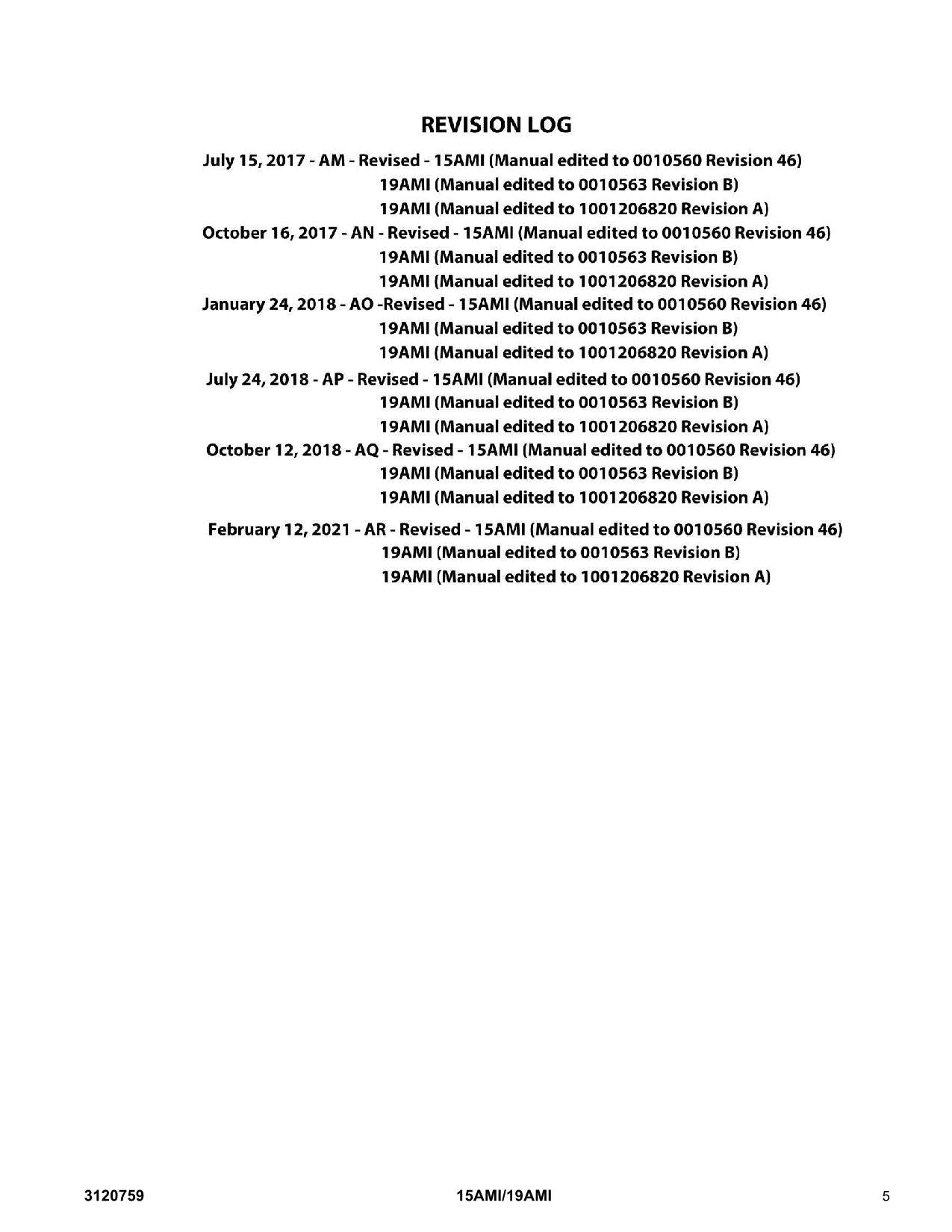 JLG 15AMI 19AMI Vertical Mast Parts Catalog Manual