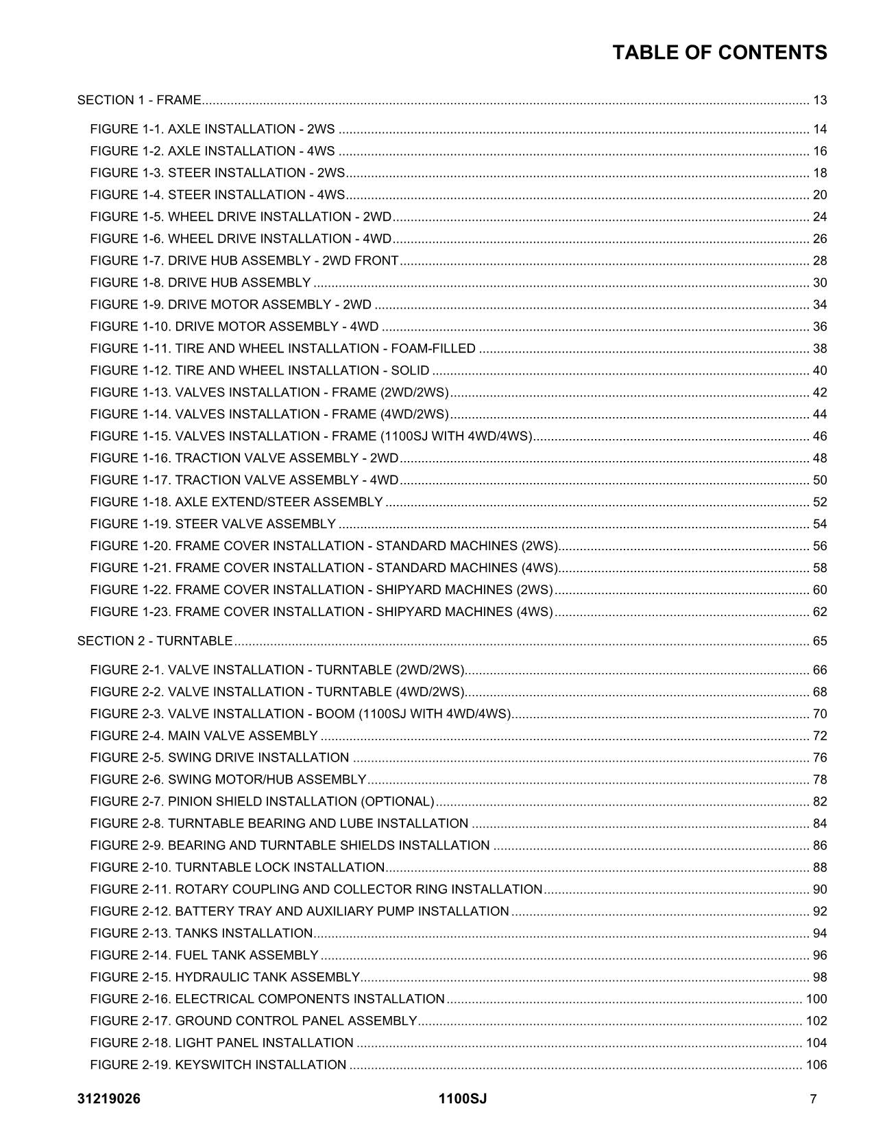 JLG 1100SJ  Boom Lift Parts Catalog Manual 31219026