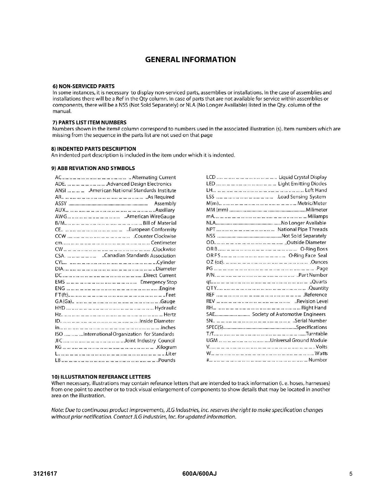 JLG 600A 600AJ Boom Parts Catalog Hard Copy Manual