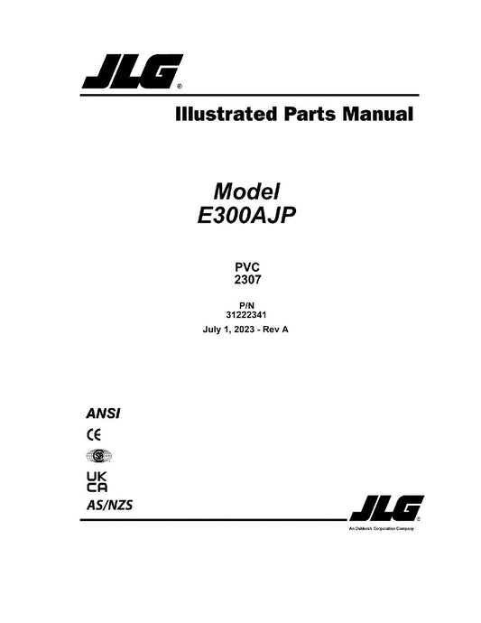 JLG E300A  Boom Lift  Parts Catalog Manual