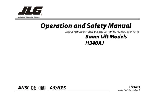 JLG H340AJ Boom Lift Maintenance Operation Operators Manual 3121633