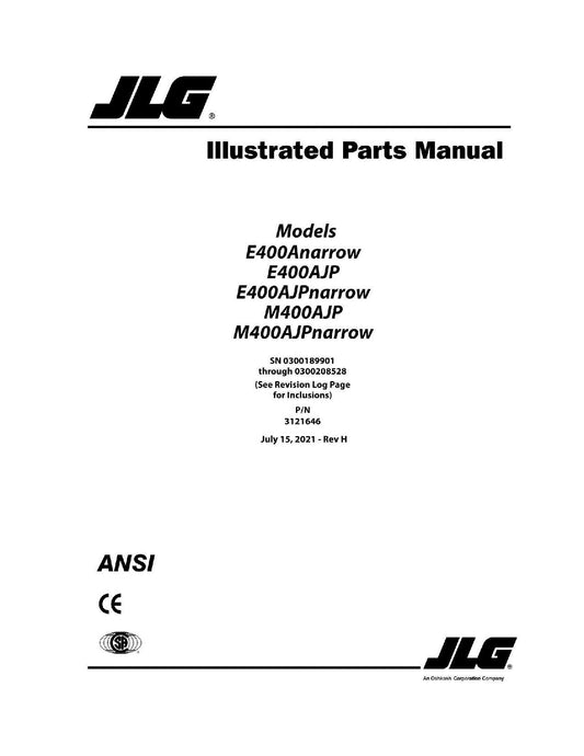 JLG E400AJP E400AJPnarrow E400Anarrow Boom Lift Parts Catalog Manual 3121646