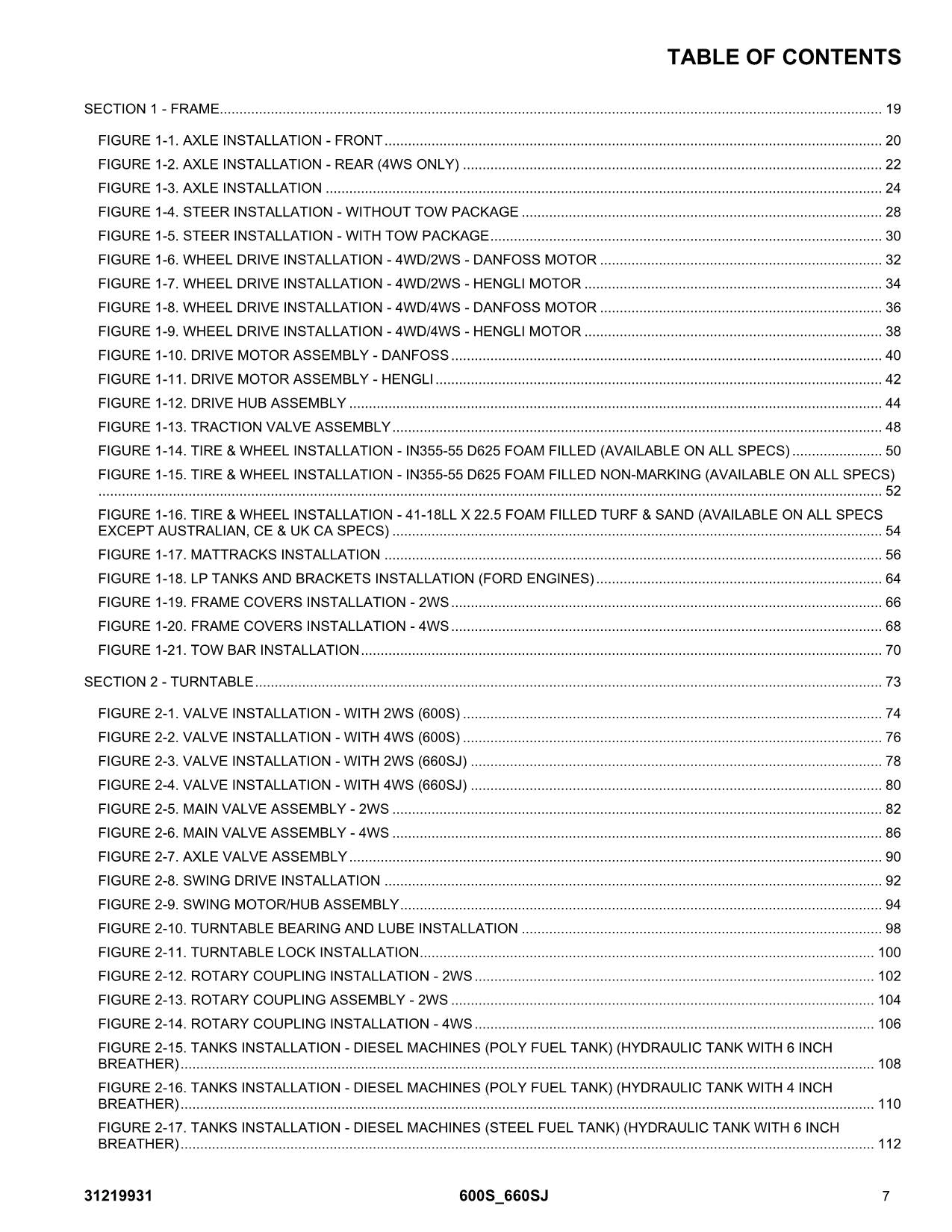 JLG 600S 660SJ Boom Lift Parts Catalog Manual 31219931