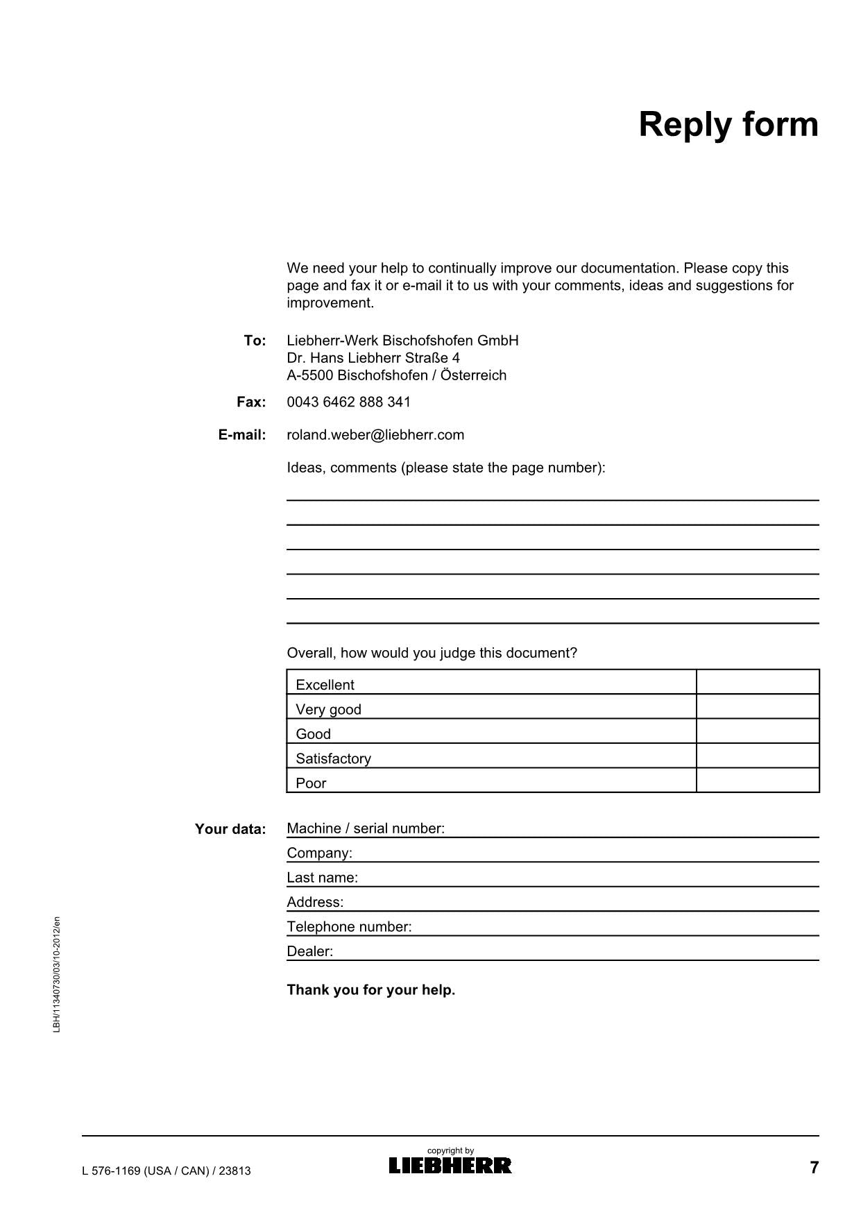 Liebherr L576-1169 (USA CAN) Wheel Loader Operators manual