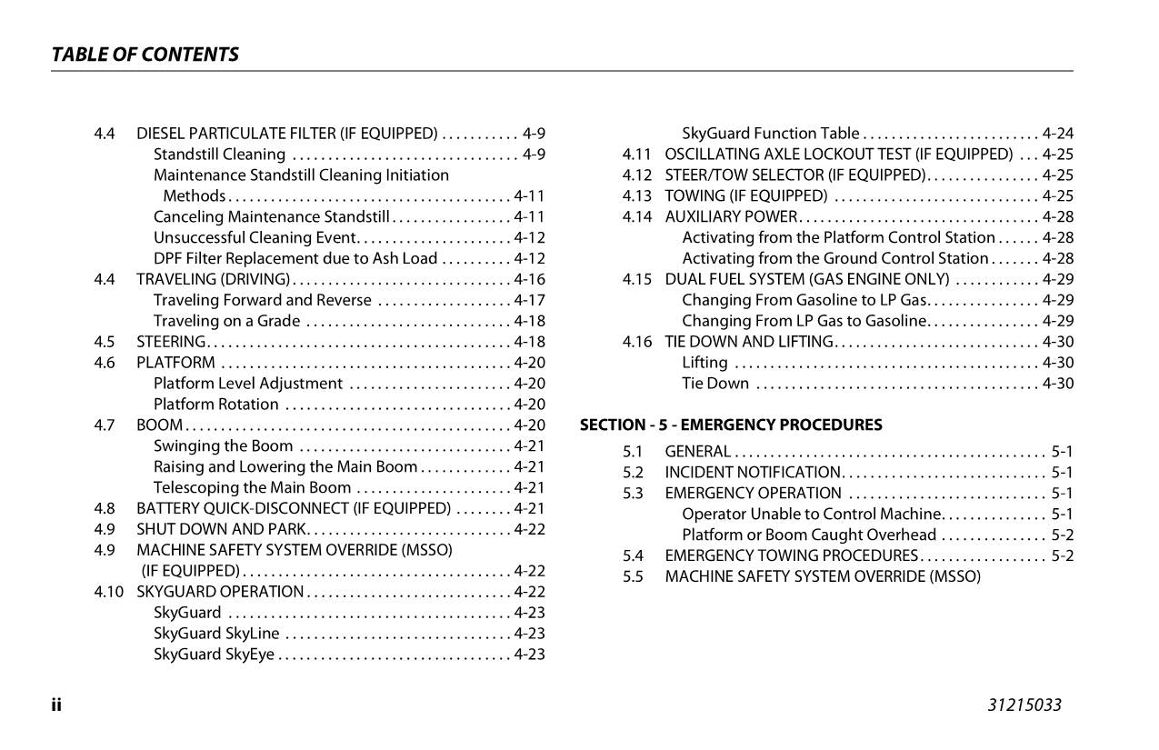 JLG 600S 660SJ Boom Lift Maintenance Operation Operators Manual 31215033