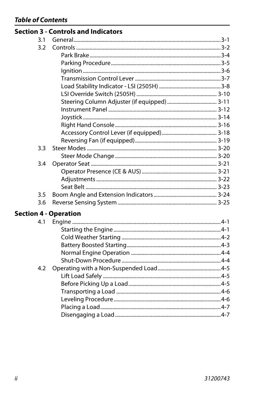 JLG 2505H G5-18A Telehandler Maintenance Operation Operators Manual 31200743