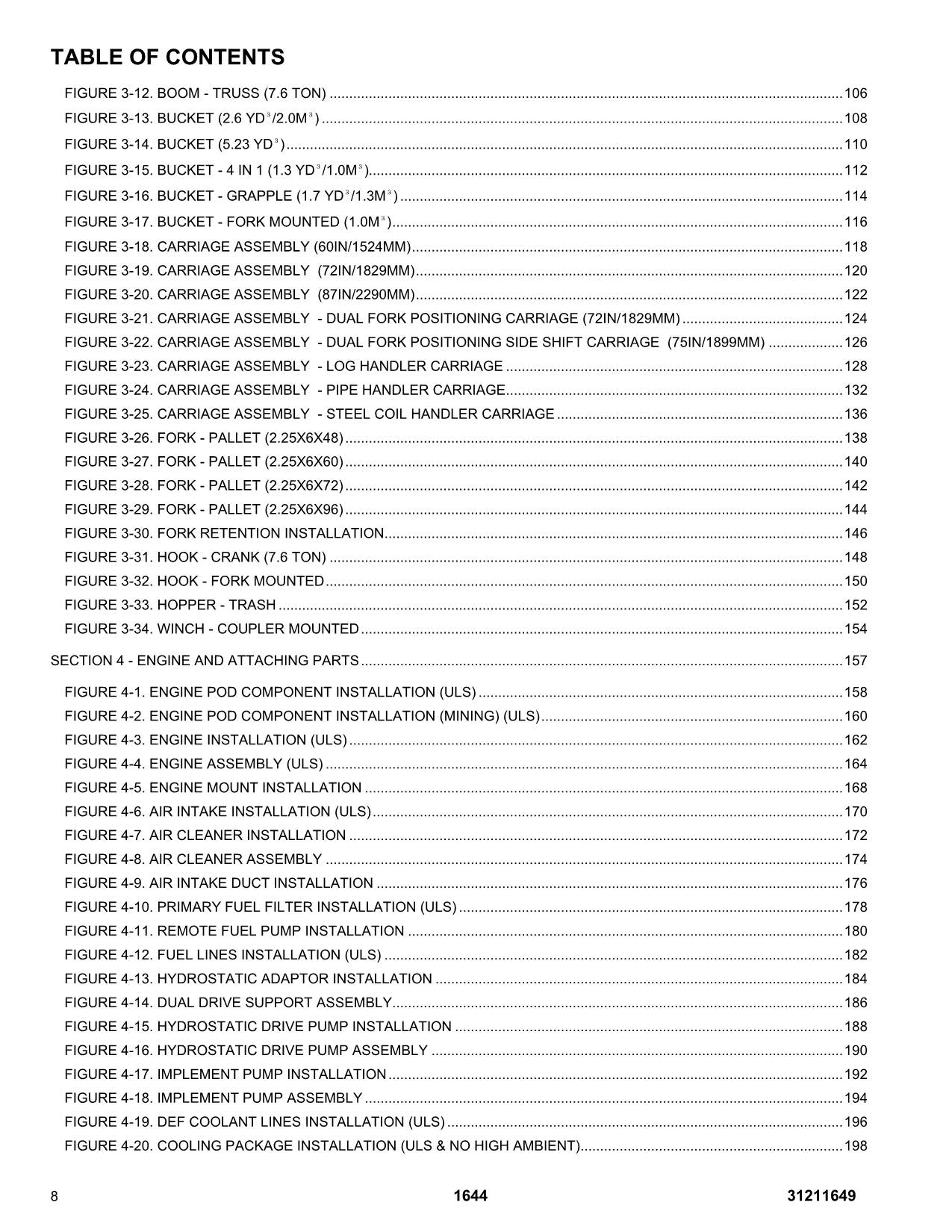 JLG 1644 Telehandler Parts Catalog Manual