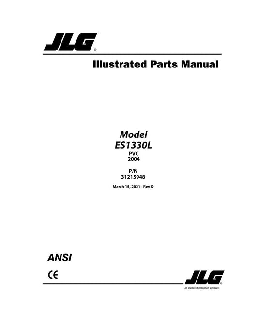 JLG ES1330L Scissor Lift Parts Catalog Manual 31215948