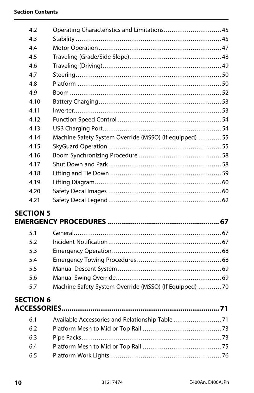 JLG E400AJP narrow E400A narrow Boom Lift Operators Manual 31217474