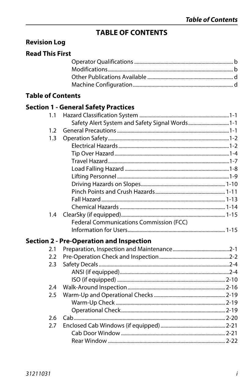 JLG 1043 1055 1255 642 742 943 Telehandler Operators Manual