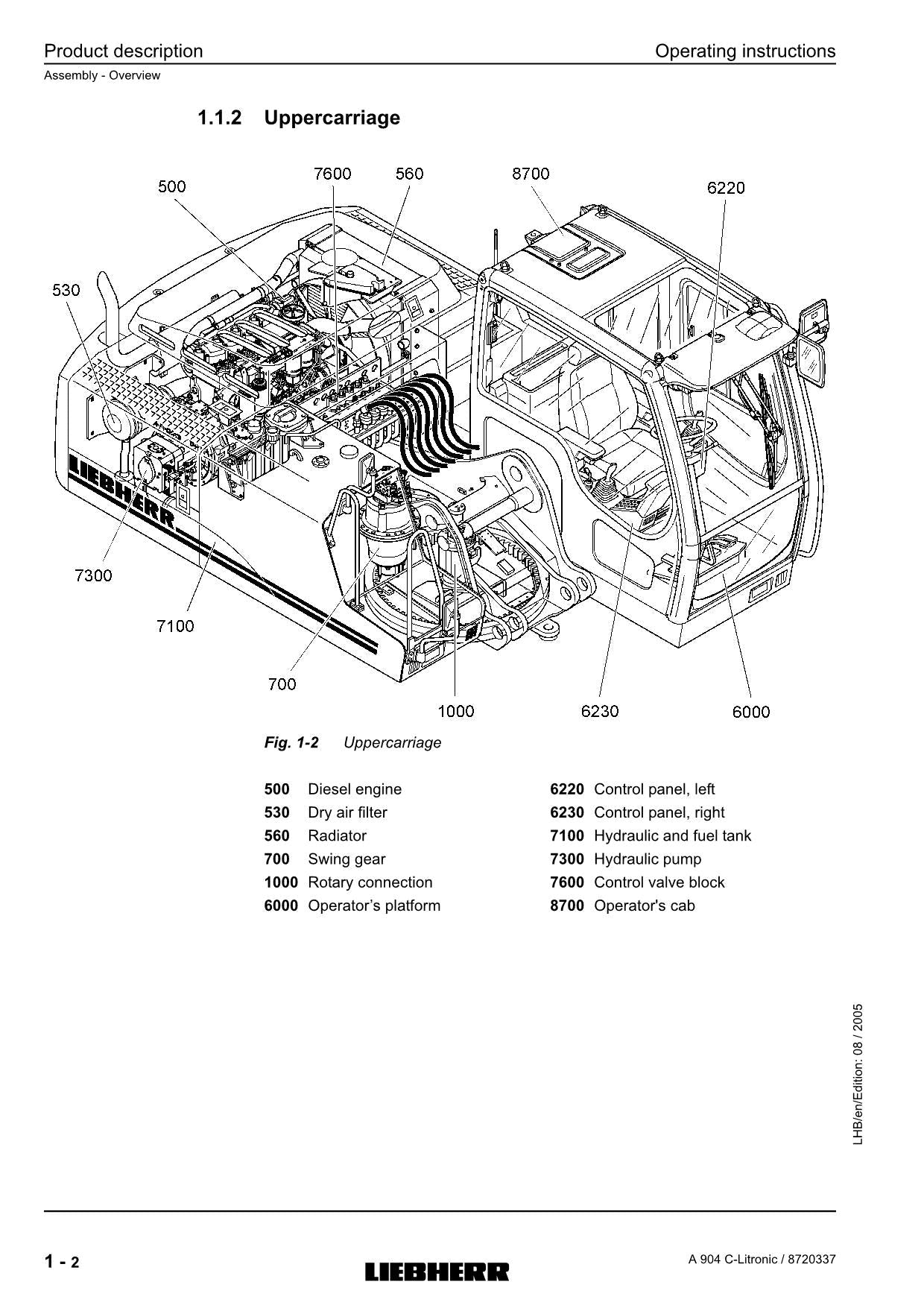 Liebherr A904 C-Litronic Excavator Operators manual serial 441