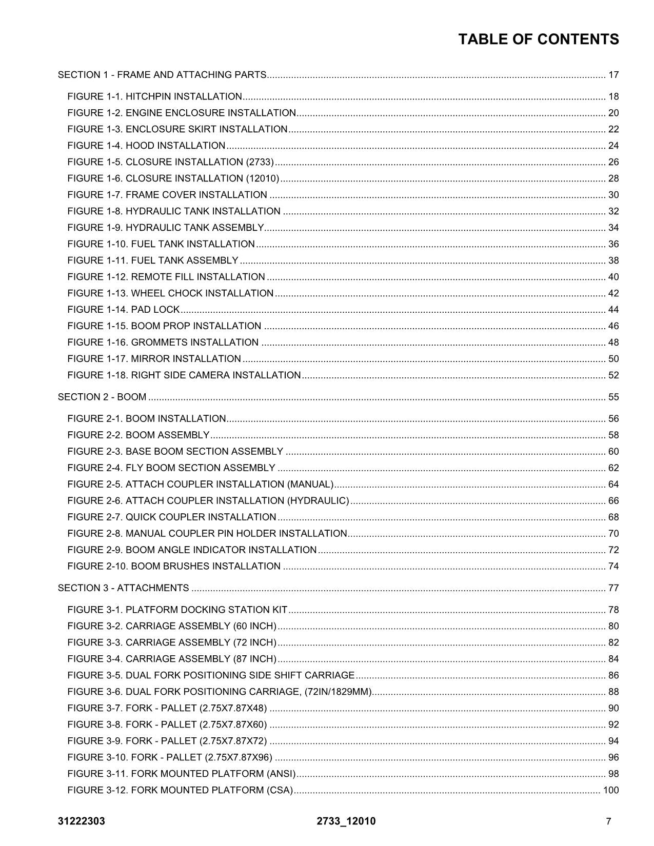 JLG 12010 2733 Telehandler Parts Catalog Manual 31222303