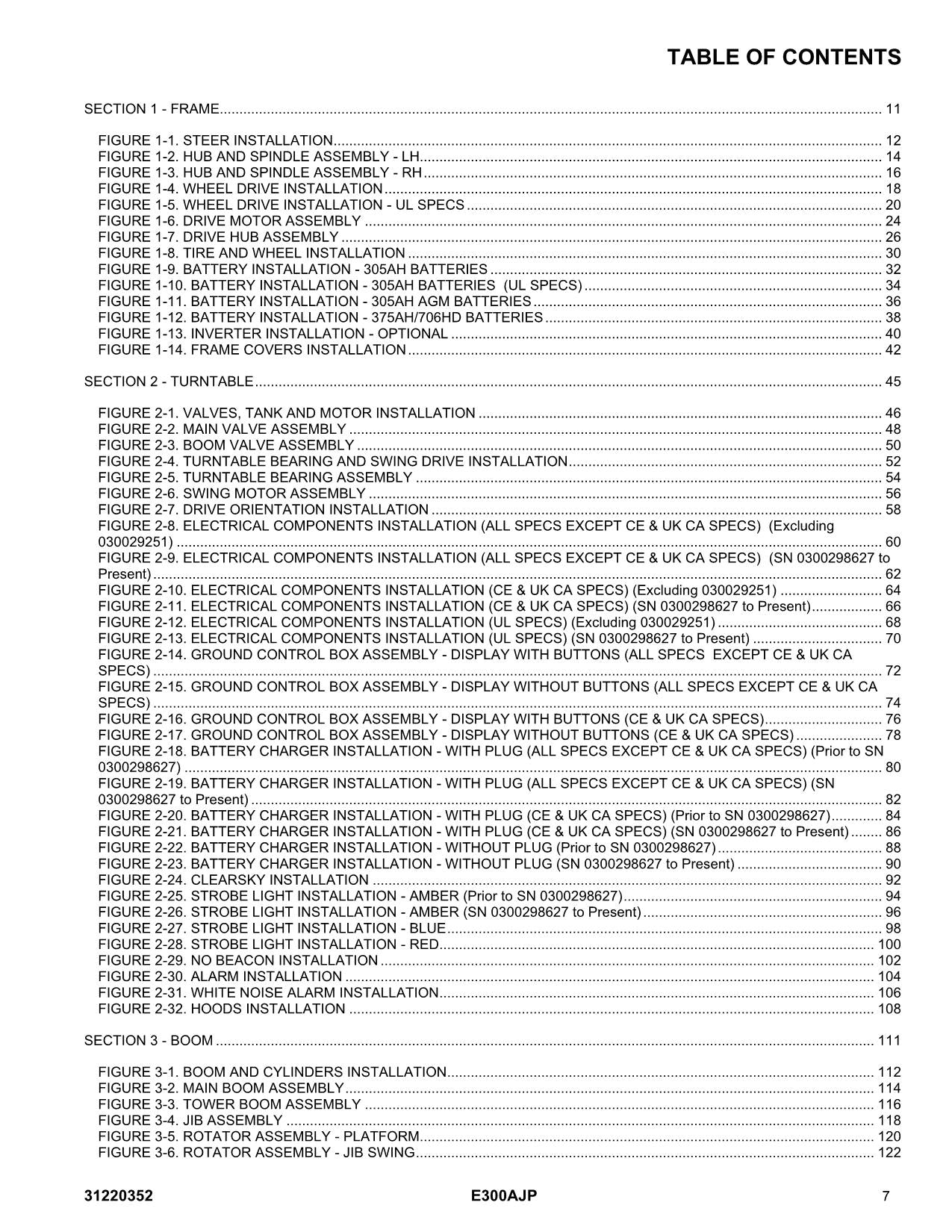 JLG E300AJP Boom Lift Parts Catalog Manual 31220352