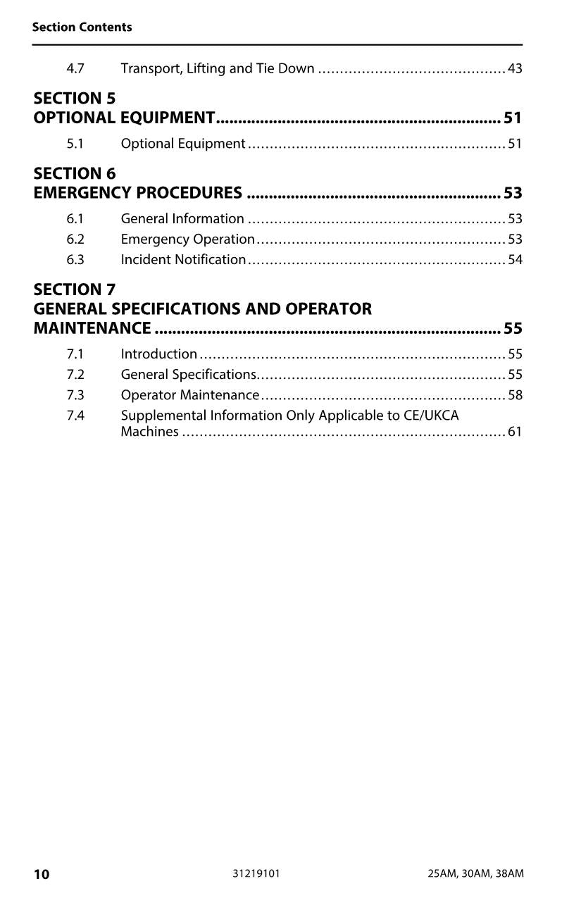 JLG 25AM 30AM 38AM Vertical Mast Maintenance Operation Operators Manual 31219101