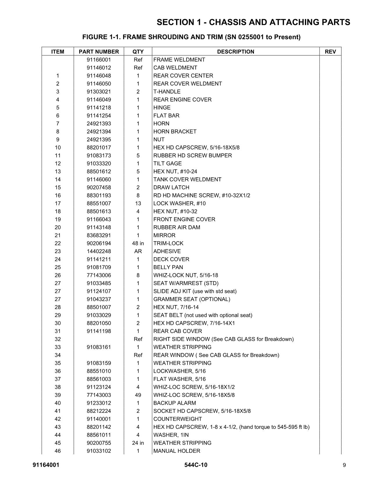 GRADALL JLG 544C-10 Telehandler Parts Catalog Manual