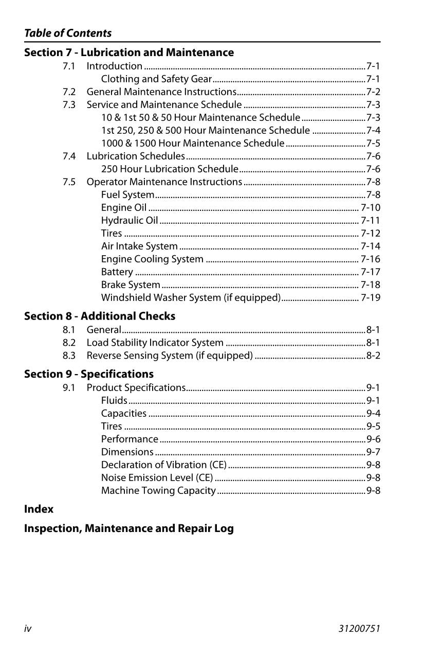 DEUTZ FAHR JLG 45437 Agrovector Maintenance Operation Operators Manual