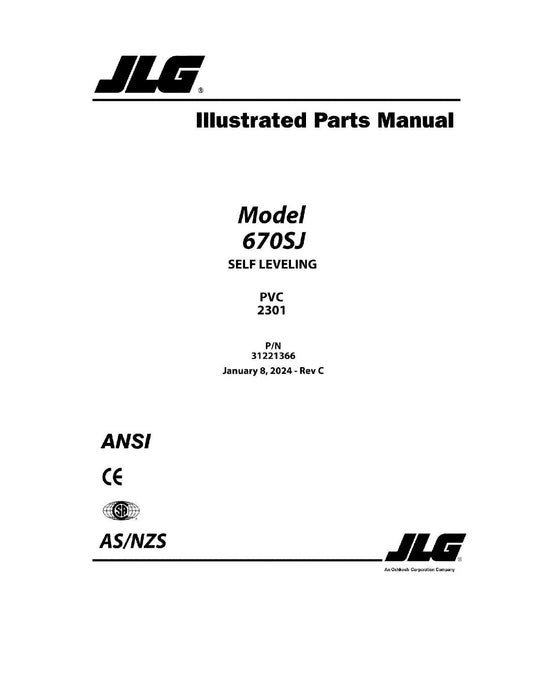 JLG 670SJ SL  Boom Lift Parts Catalog Manual