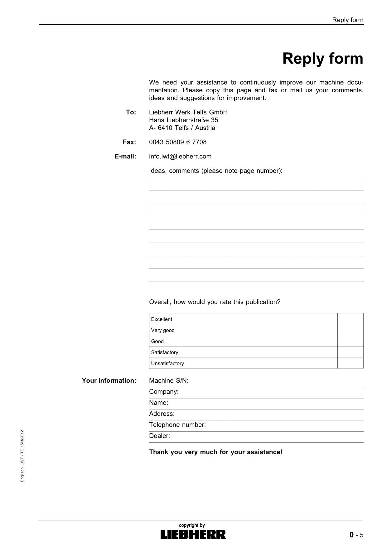 Liebherr PR724 Litronic Dozer Operators manual 9085183 serial 11617