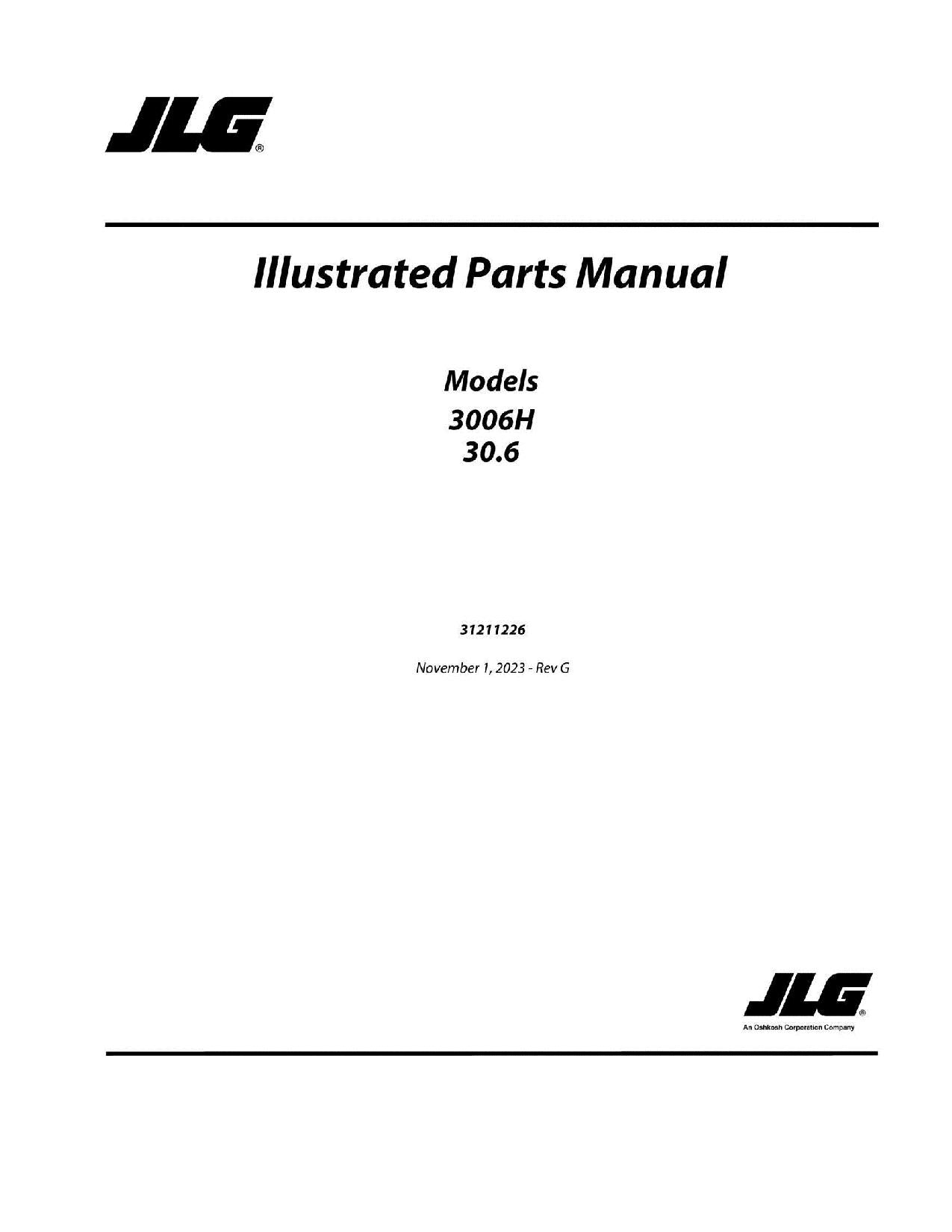 JLG 30.6 3006H Telehandler Parts Catalog Manual