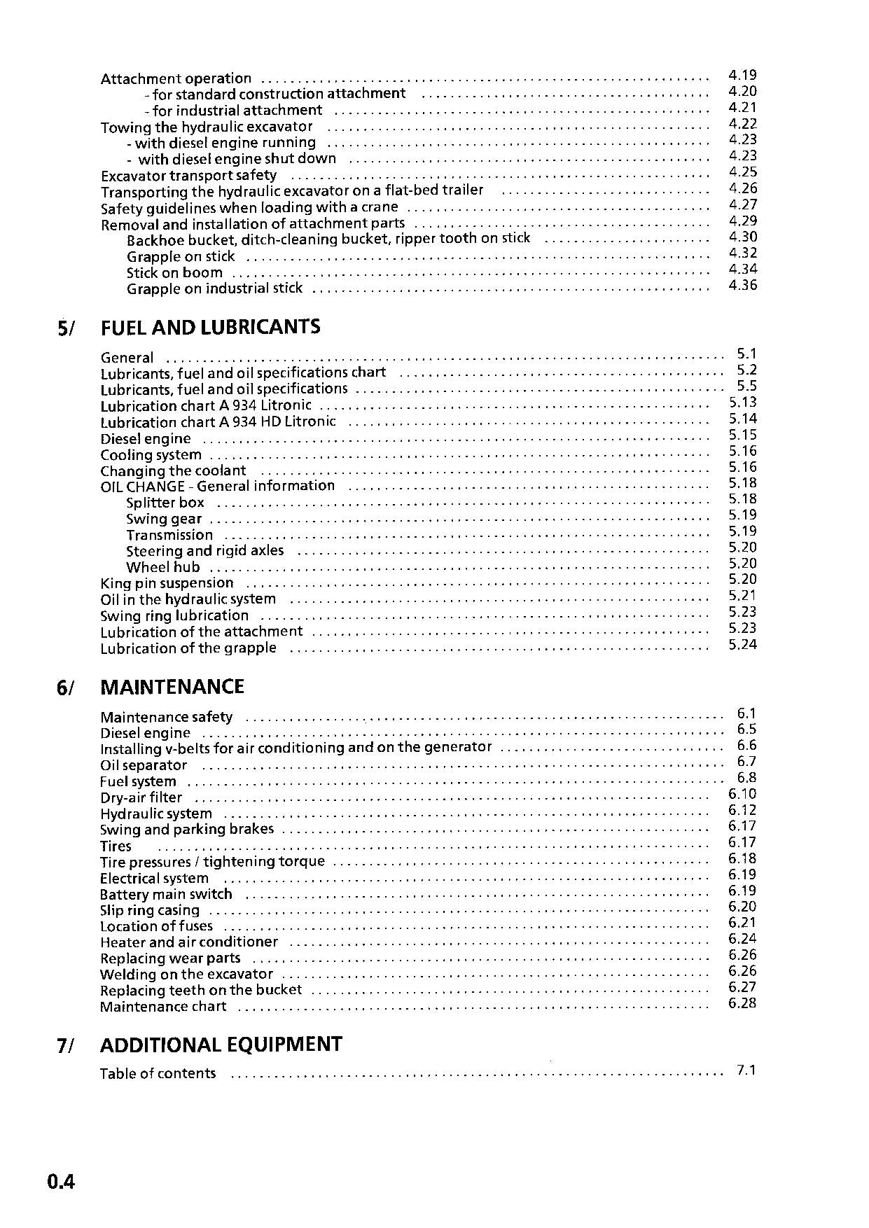 Liebherr A934 Litronic A934 HD Litronic Excavator Operators manual