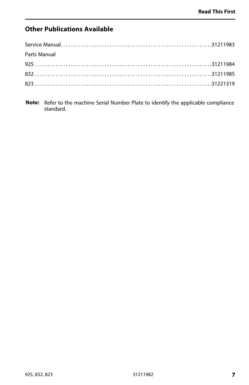 JLG 823 832 925 Telehandler Maintenance Operation Operators Manual 31211982